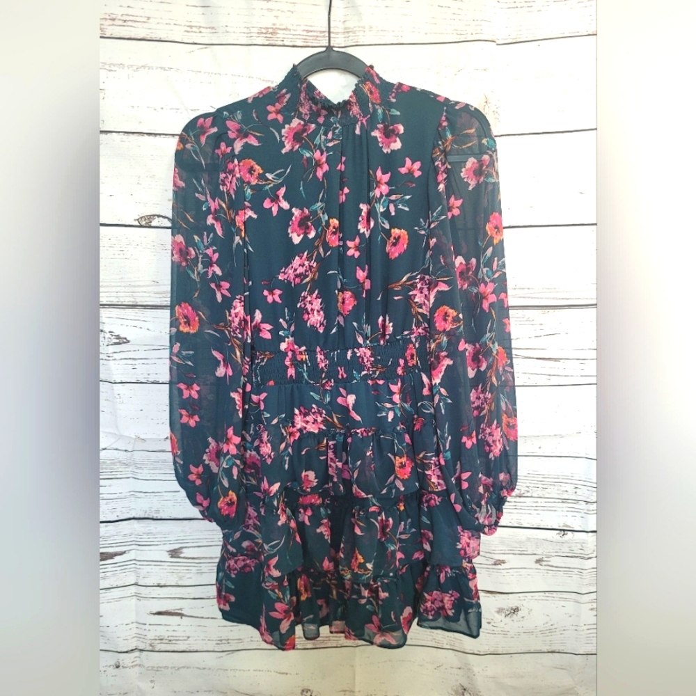 Express Floral High Collar Dress Size Small Like New
